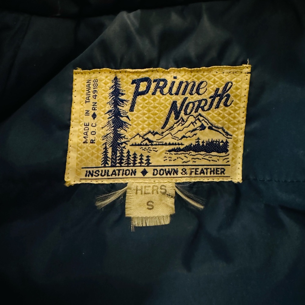 Vintage 70s Prime North Navy Blue Rainbow Stripe Ski Winter Down Jacket VGUC Sm - Picture 8 of 16